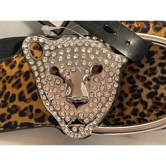 New Leopard Rhinestone stretch belt M/L 28" - 36" - Picture 2 of 5